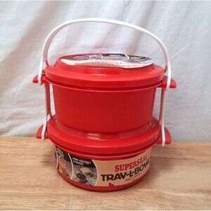 Vintage Superseal TRAV-L-BOWL Plastic 2 Quart Each Kitchen Storage Container Red